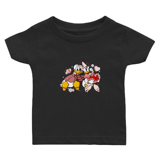 Daisy and Donald Disney Valentine Baby T Shirts, Valentine's Day Baby T Shirts, Love Couple Baby T Shirts