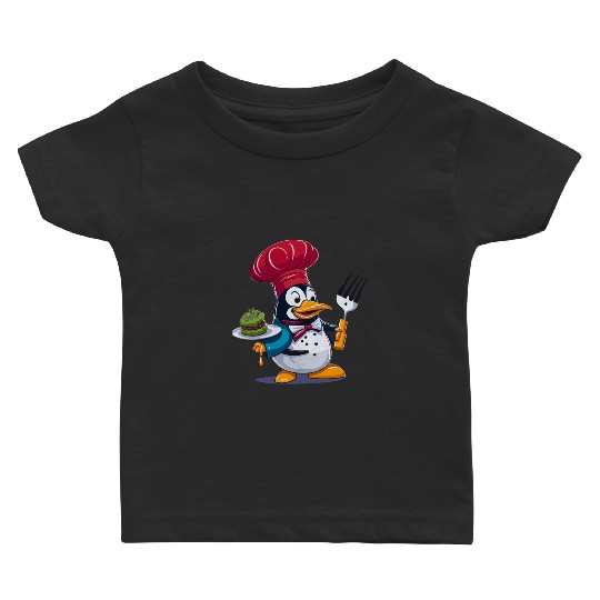 Chef Penguin A Happy And Vibrant Disney-Inspired Vector Contour Art Baby T-shirts