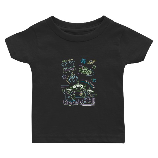 disneys And Pixars Toy Story Pizza Planet Aliens Neon Baby T-shirts
