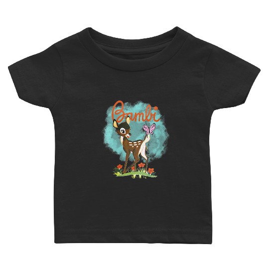 disneys Bambi Cute Bambi Playing Around Watercolor Retro Baby T-shirts