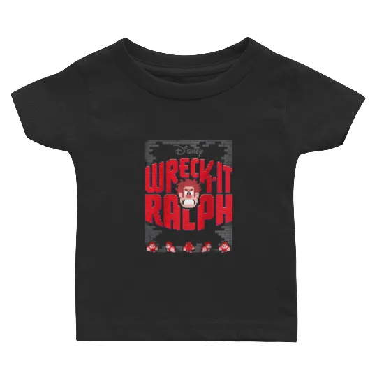 disneys Wreck it Ralph Wrecked Brick Wall Video Game Sprites Raglan Baby T-shirts