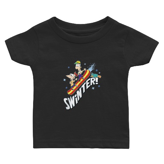 disneys Phineas And Ferb Swinter Snowboarding Shot Baby T-shirts