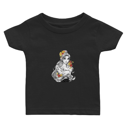 Disney Beauty And The Beast Belle Sketched Portrait Baby T-shirts