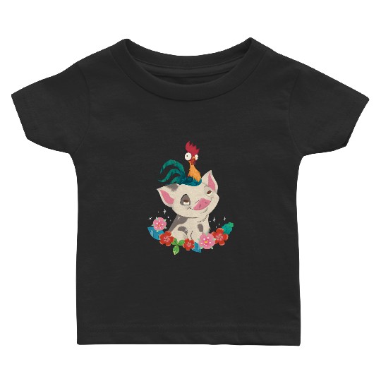 Disney Moana Hei Hei Rooster Pua Flowers Sketch Portrait Baby T-shirts