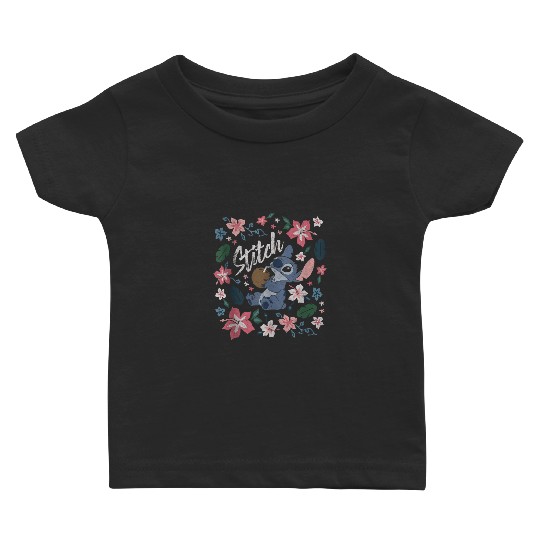 Disney Lilo Stitch Floral Stitch Coconut Portrait Baby T-shirts