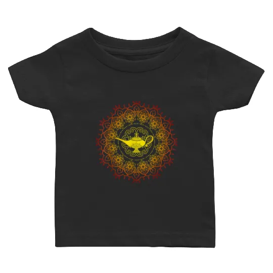 Disneyss Aladdin Genie's Lamp Orange Mandala Baby T-shirts