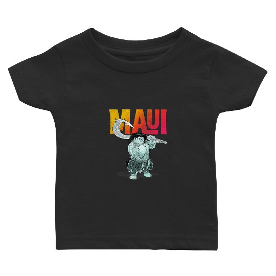 Disney Moana Maui Gradient Text Tough Pose Portr Baby T-shirts
