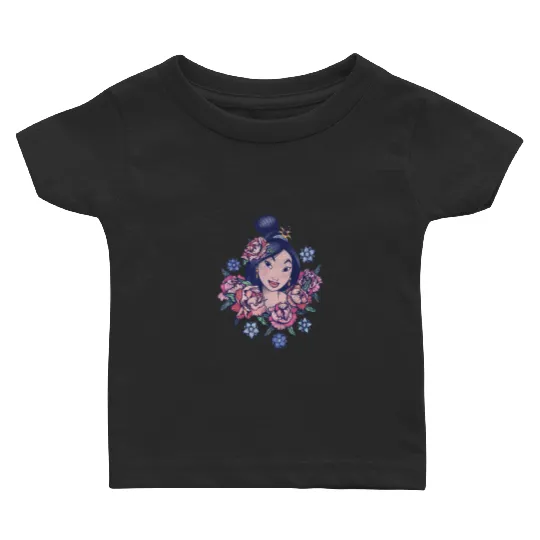 Disney Mulan Floral Portrait Vintage Graphic TSh Baby T-shirts