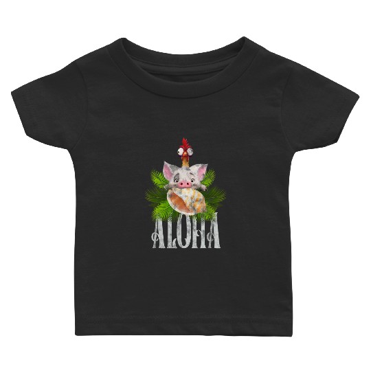 Disney Moana Aloha Pua And Hei Hei Distressed Tropical Logo gifts  Baby T-shirts