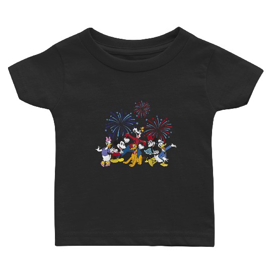Disneyss Mickey Classic 4th Of July Vintage Fireworks Crew Baby T-shirts