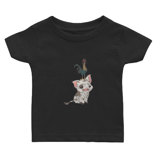 Disney Moana Pua And Hei Hei Simple Portrait Baby T-shirts