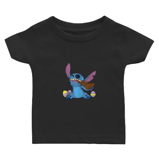 Disney Stitch Eats Chocolate Bunny Easter Baby T-shirts