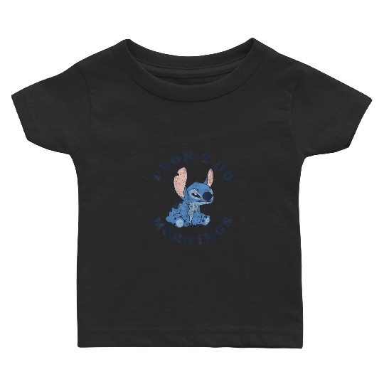 Disney Lilo Stitch I Dont Do Mornings Distressed V2 Baby T-shirts