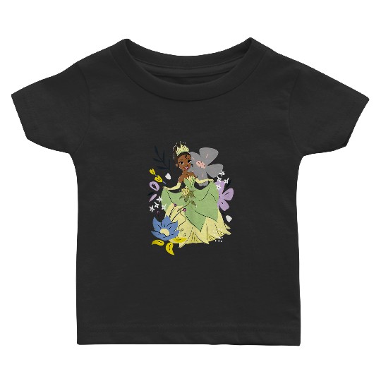 Disneyss The Princess And The Frog Tiana Cute Floral Portrait Baby T-shirts