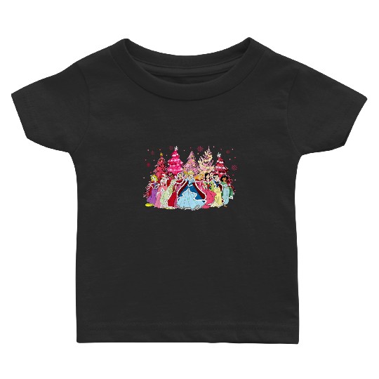 Disney Christmas Princess Baby T Shirts, Princess Christmas Castle Baby T Shirts, Disney Princess Baby T Shirts, Disney Holiday Baby T Shirts