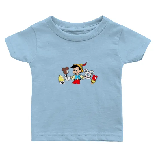 Pinocchio Snacks Baby T Shirts, Disney Snacks Baby T Shirts, Funny Disney Snacks Baby T Shirts