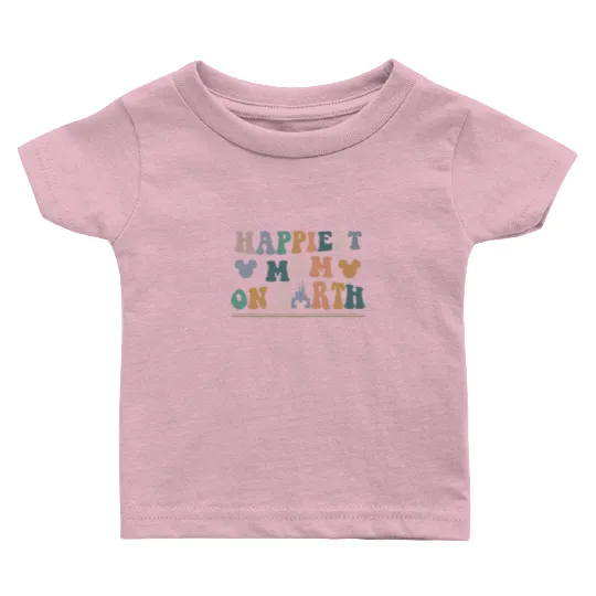 Personalized Disneyland Happiest Mom On Earth Baby T Shirts Mother's Day Gift, Mom Disneyworld Baby T Shirts