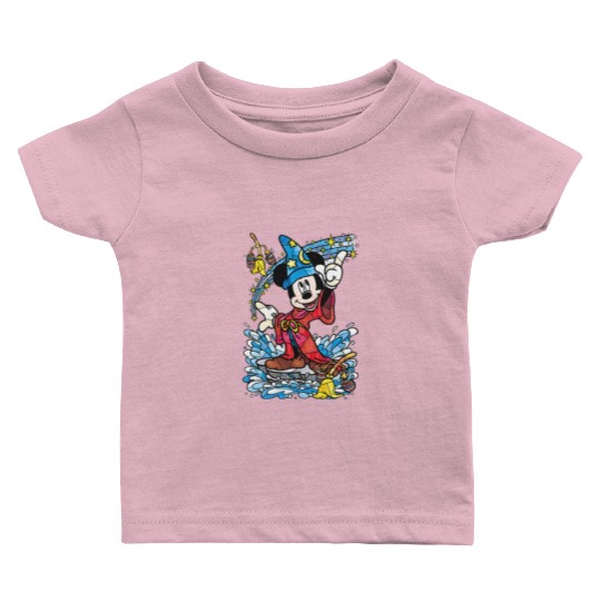 Disney Fantasia Sorcerer Mickey Mouse Magic Wizard Retro Baby T Shirts