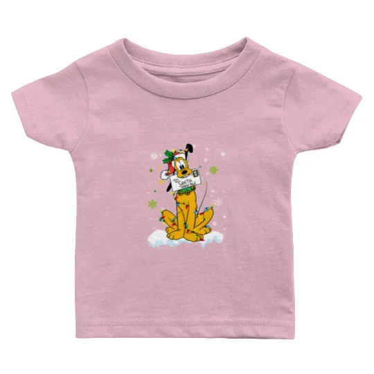 Pluto Christmas Lights Baby T Shirts, Disney Christmas Baby T Shirts, Pluto The Dog Baby T Shirts