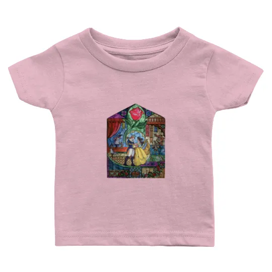 Disney Beauty & The Beast Stained Glass Rose Belle Baby T Shirts