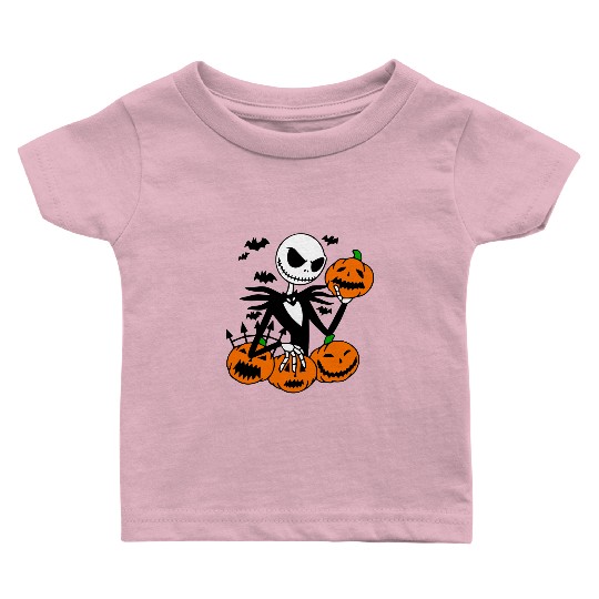 Jack Skellington Pumpkin Face Baby T Shirts, Halloween Disney Baby T Shirts