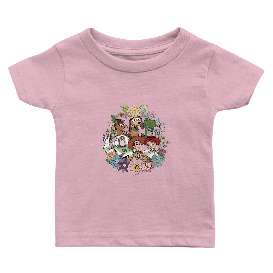 Floral Toy Story Characters Baby T Shirts, Disney Toy Story Baby T Shirts