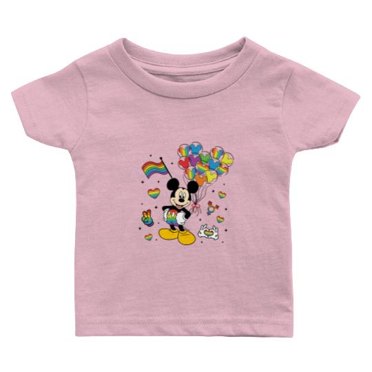 Cute Mickey Balloons Rainbow Baby T Shirts, Disney LGBT Rainbow Pride Month 2024