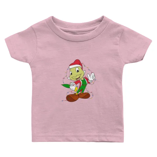 Disney Jiminy Cricket Pinocchio Santa Christmas Lights Baby T Shirts