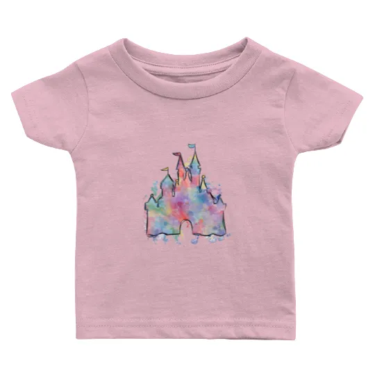 Watercolor Castle Baby T Shirts, Disney Magic Kingdom Baby T Shirts