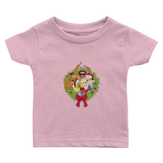 Disney The Muppets Christmas Muppet Group Wreath Xmas Baby T Shirts