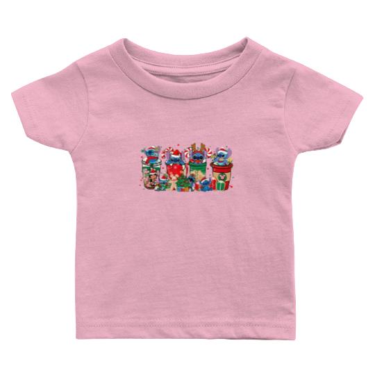 Disney Christmas Stitch Coffee Latte Baby T Shirts