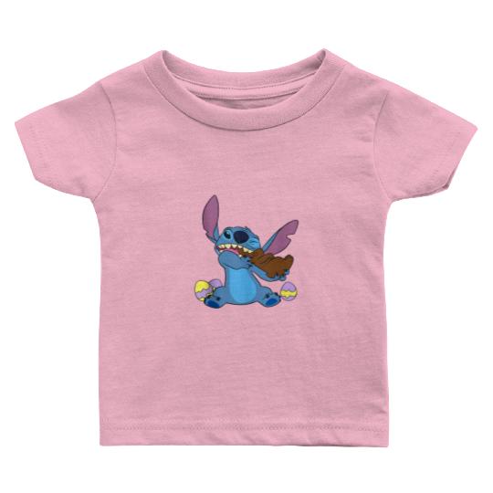 Disney Stitch Eats Chocolate Bunny Easter Baby T-shirts