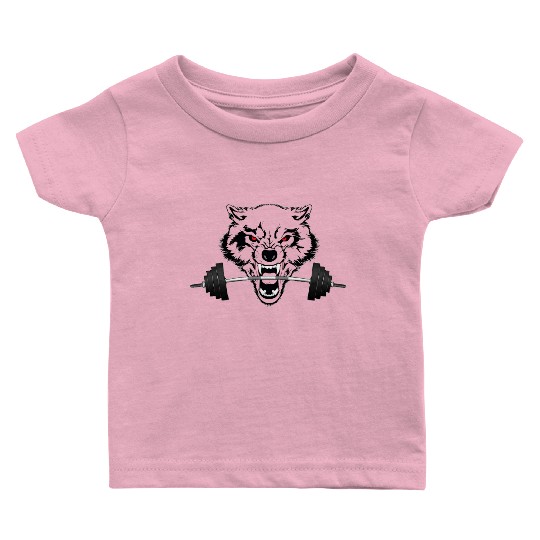 weight lifting wolf clear Baby T Shirts