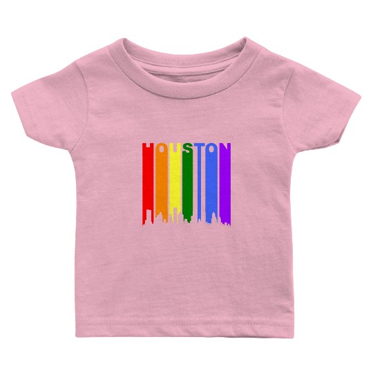 Houston Texas Rainbow Skyline LGBT Gay Pride Baby T Shirts