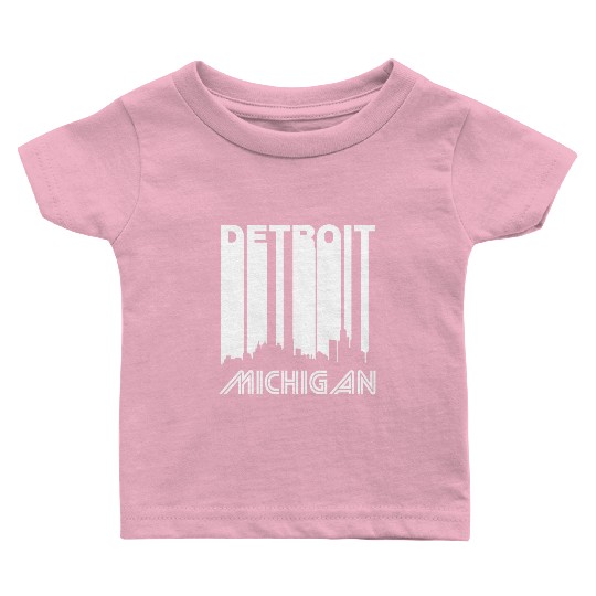 Retro Detroit Skyline Baby T Shirts
