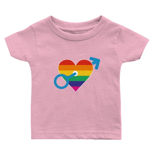 Rainbow heart male Baby T Shirts