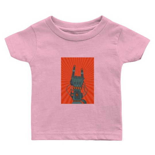 hard rock horns robot Baby T Shirts