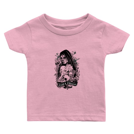 Santa Muerte Holy Woman Skull Mexico Dead Saint Baby T Shirts