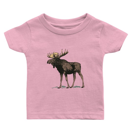 Moose Elk Reindeer Deer Hunter Scandinavia Gift Baby T Shirts