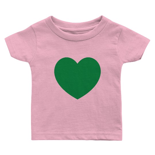 Dark Green Heart Baby T Shirts