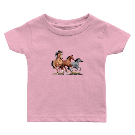 Running Horses - Gift For Horse Lovers Baby T Shirts