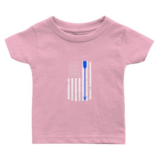 Blue Archery Arrow Distressed American Flag Baby T Shirts