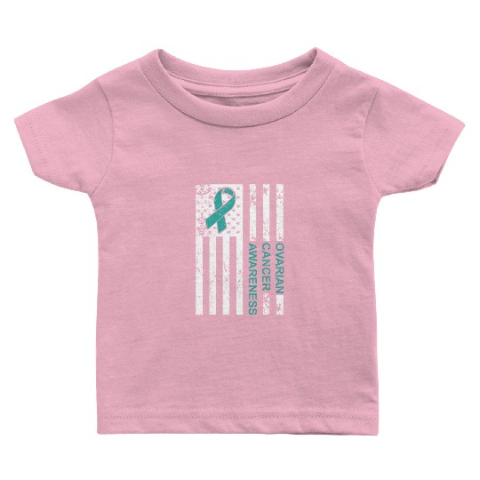 USA Flag Ovarian Cancer Awareness Baby T Shirts