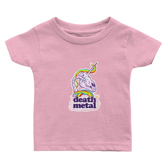 Death Metal Unicorn Baby T Shirts