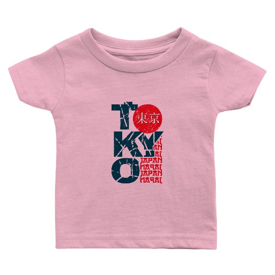 Tokyo japan Baby T Shirts stamp lettering.
