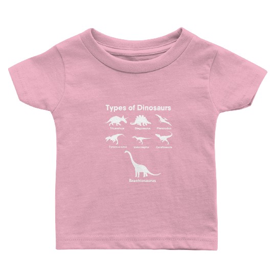 Types of Dinosaurs T-Rex Veloceraptor, Triceratops Baby T Shirts