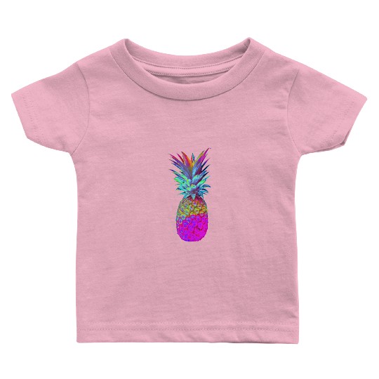 Retrowave Neon Pineapple Vaporwave Hawaiian Gift Baby T Shirts