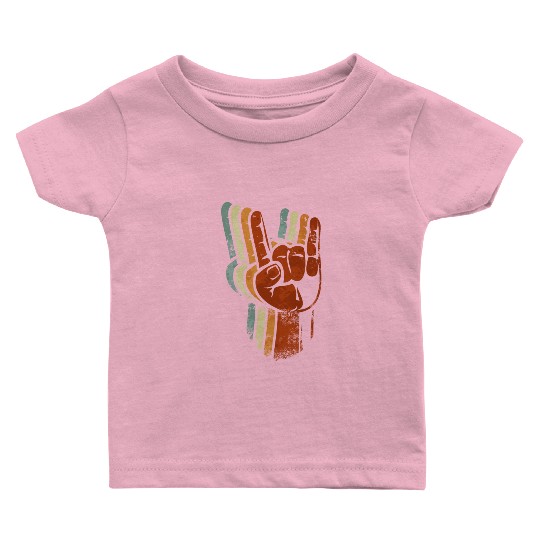 Devil horns Sign Retro Metal Fork Rock Hand Baby T Shirts