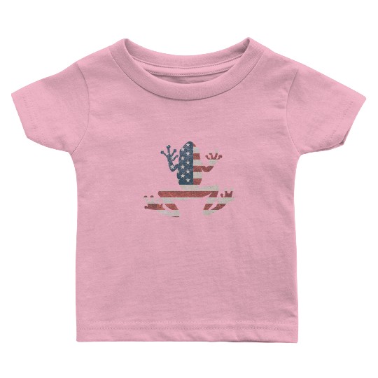 Frog American Flag Pride 4th Of July Frog Lover Baby T Shirts
