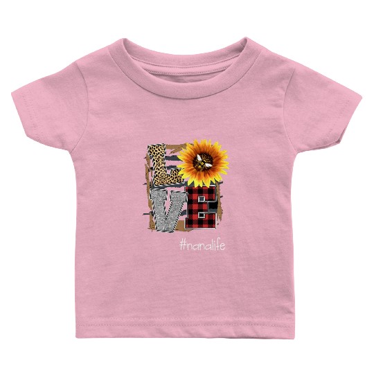 love nana life flower art beautiful flower grandma Baby T Shirts